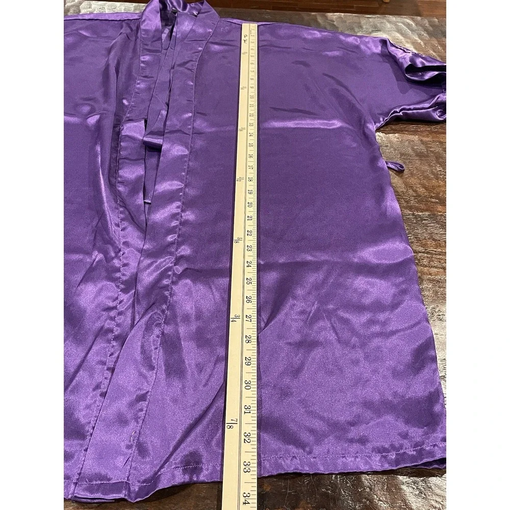 VTG Y2K Fredricks of Hollywood Satin Short Robe‎ Women's Small Purple Lingerie